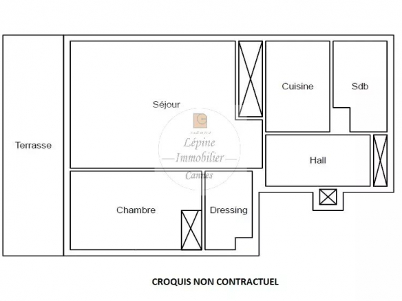 CANNES PALM BEACH -2P – REZ-DE-JARDIN –  A RENOVER