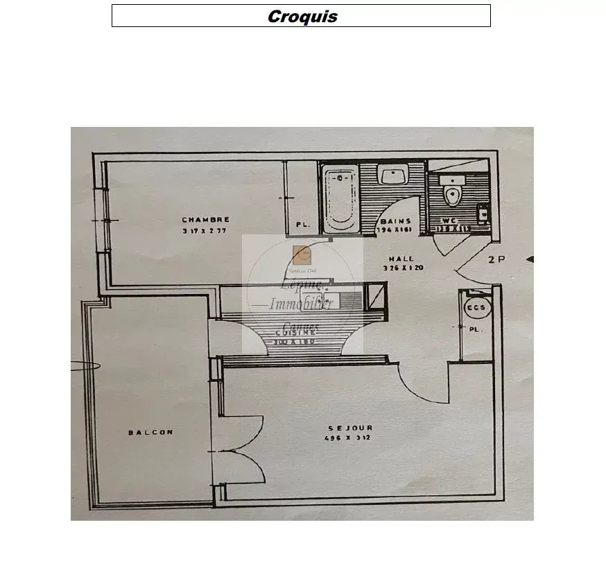 CANNES CARNOT – 2 PIECES – A RENOVER